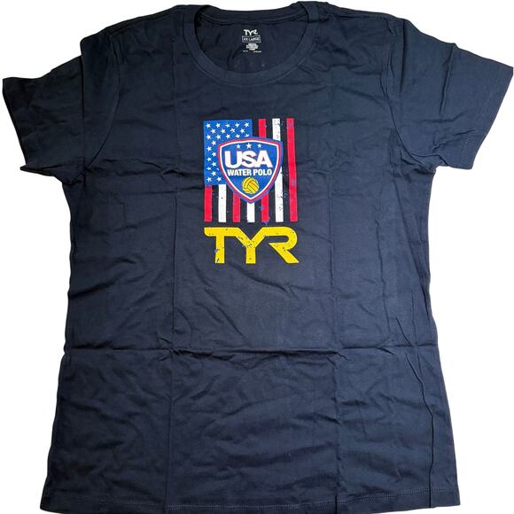 TYR Womens USA Water Polo WP Group Tee SS Tshirt - Navy WWPET3A - Size XXL - Picture 1 of 6